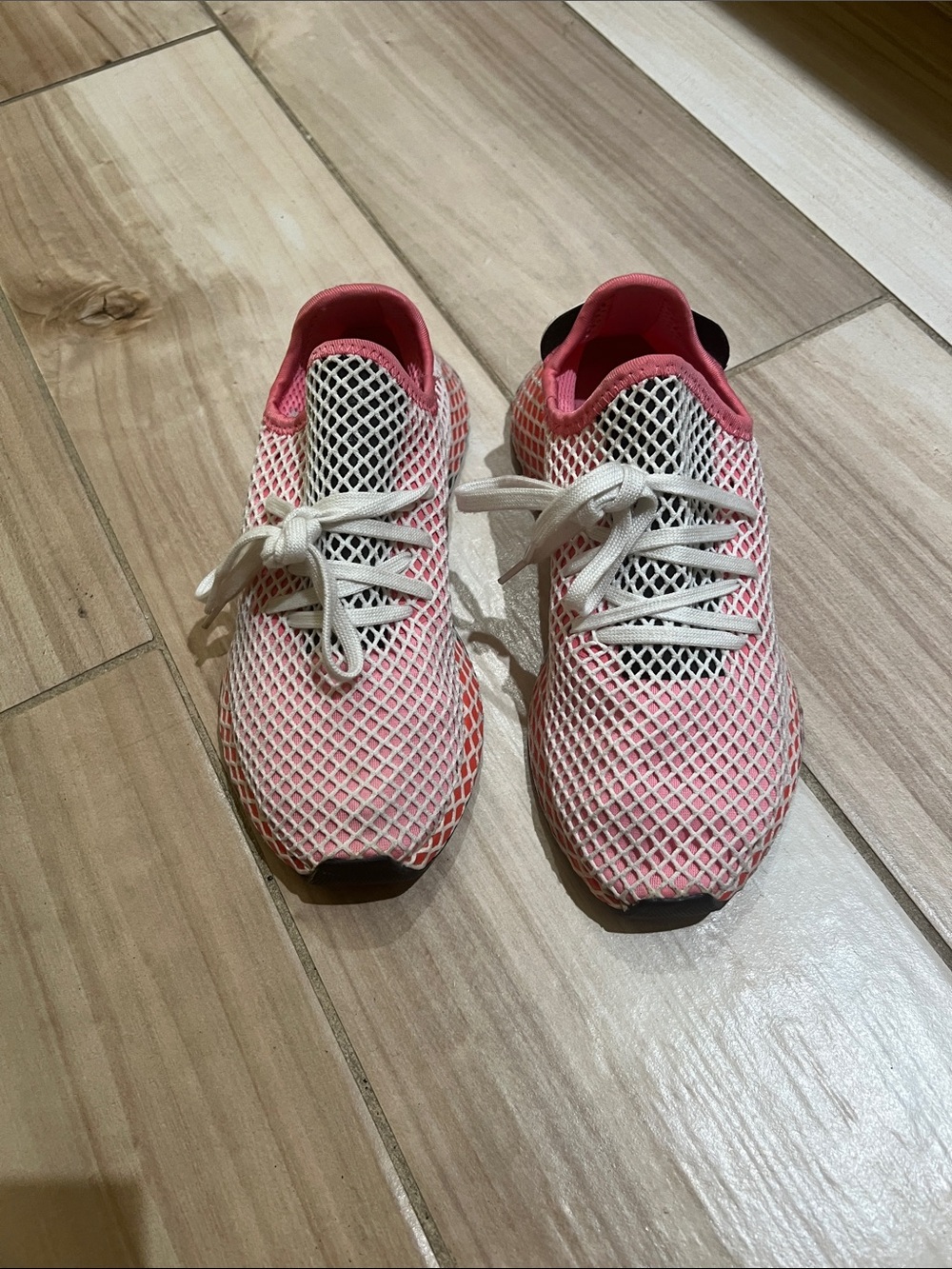 adidas Pink and White Mesh Sneakers